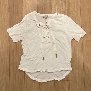 Michael Michael Kors White Lace Up Tee